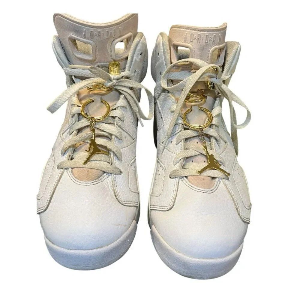 Nike Air Jordan 6 Gold Hoops Women’s Size 11 White Lace Up Sneakers DH9696-100